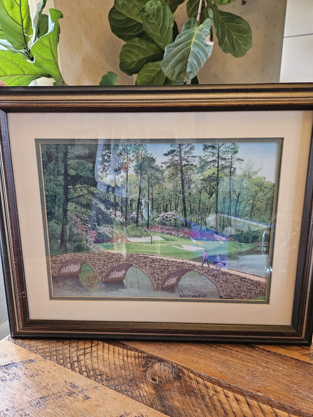 Vintage Framed Needlepoint Art (golf theme)
